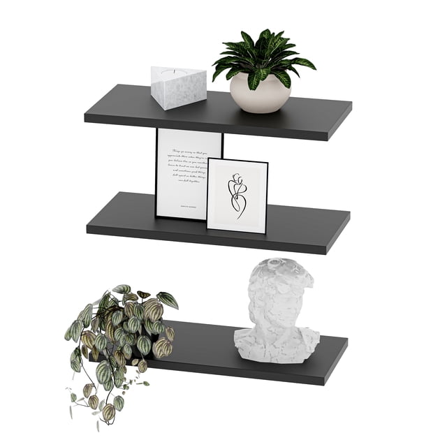 Set de 3 Estantes Flotantes Moru Spot Color Negro, Repisas de pared, Estantes decorativos, Repisas Modernas para Sala, Recámara y Baño | 4x40x18cm|