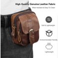 thumbnail image 4 of Small Waist Packs Men Phone Waist Pouch Leather Fanny Pack Waterproof Business Travel Running Cycling Sports Belt Bag Brown, 4 of 5