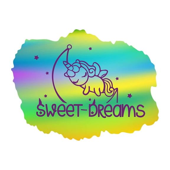 Sweet Dreams Cute Unicorn Sleeping On Moon Quote Vinyl Design Wall Art Sticker Designs Vinyl Stickers For Home House Walls Rooms Windows Bedroom Decoration Size (20x20 inch)