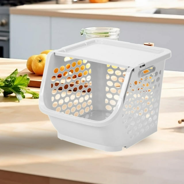 Openpig Plastic Stackable Storage Bins for Pantry - 2 Pack Stackable Bins For Organizing Food, Kitchen, and Bathroom Essentials
