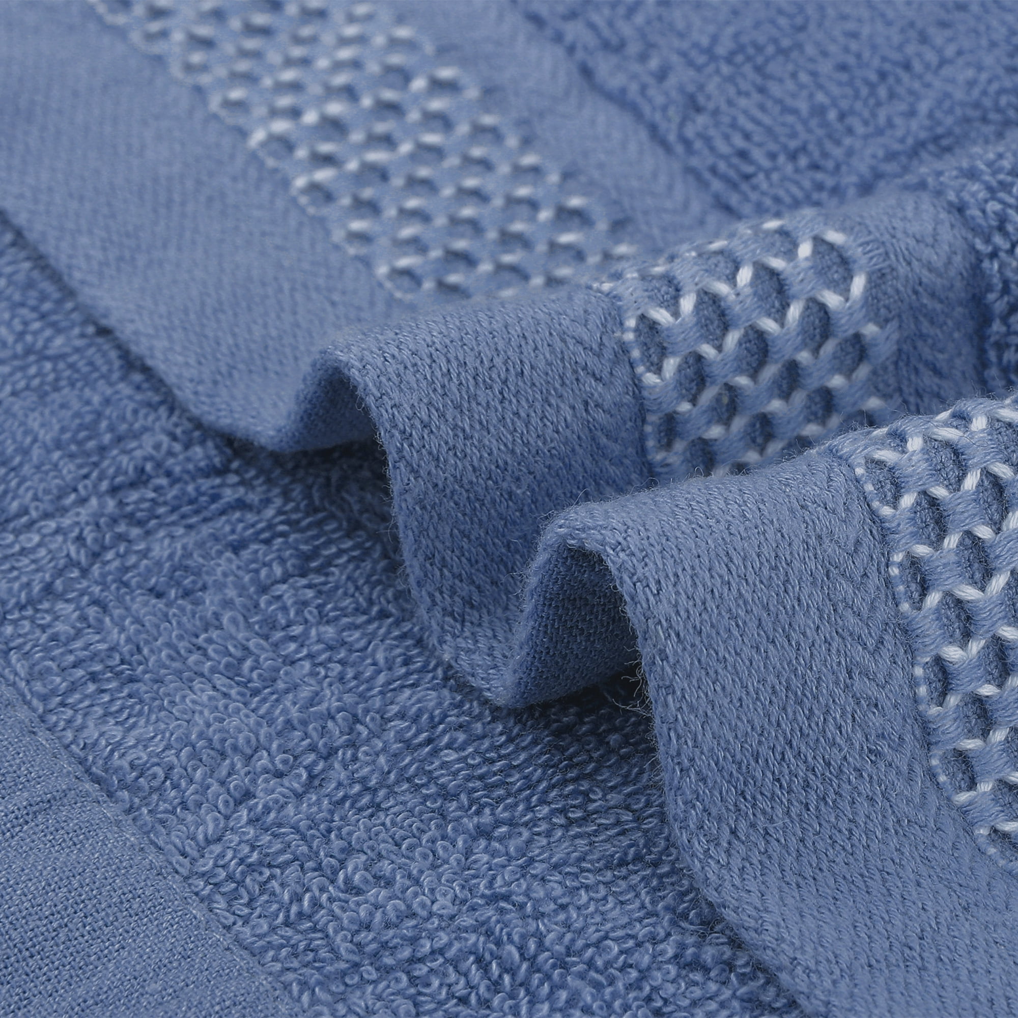 Unique Bargains Cotton Wash Cloths for Face Striped Face Cloths Highly Absorbent Towels Blue