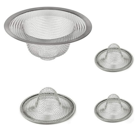 Wideskall 4 Pcs Assorted Size Mesh Stainless Steel Sink Strainer Drain Filter Wide Rim