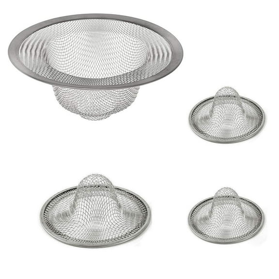 Wideskall 4 Pcs Assorted Size Mesh Stainless Steel Sink Strainer Drain Filter Wide Rim