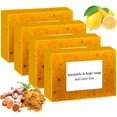 thumbnail image 1 of guluxly Jabón kójico de cúrcuma y limón con fragancia de miel y brillo, jabón de cúrcuma y limón para rostro y cuerpo (4), 1 of 5