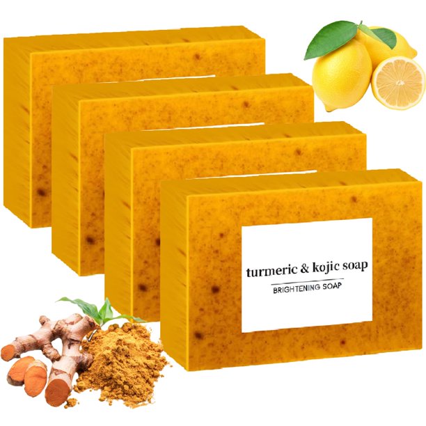 guluxly Jabón kójico de cúrcuma y limón con fragancia de miel y brillo, jabón de cúrcuma y limón para rostro y cuerpo (4)