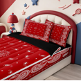 thumbnail image 3 of meiyoeat Classic Flower Zipper Queen Comforter Set with Fitted Sheet and 2 Pillowcases,Paisley Print Zipper Bedding Set For Adults,Red White,Black Reversible,4-Piece, 3 of 7