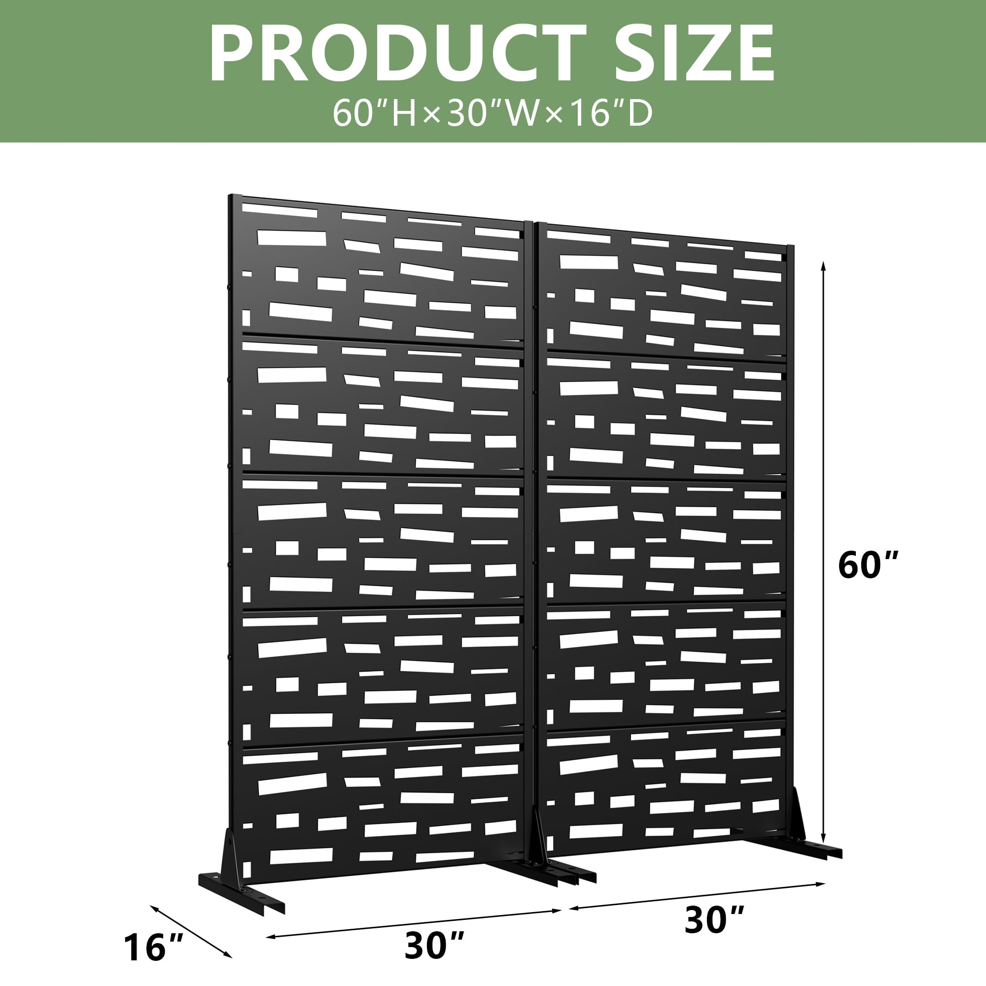 Privacy Metal Screen Fence Panel Horizontal Stripe Pattern