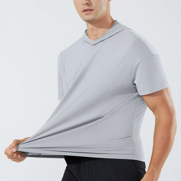 pstuiky camisetas de manga corta para hombre, Camisa de verano de manga corta con capucha y cremallera con múltiples bolsillos para hombre camisas casuales para hombre s
