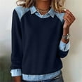 thumbnail image 2 of Aoiroe Fall Fashion Must Haves,Crewneck Sweatshirts Women,Sweatshirt For Women,Oversized Sweaters For Women,Crew Neck Sweatshirts Women,Oversized Sweater,Collared Sweatshirts For Women,Dark blue,XL, 2 of 7