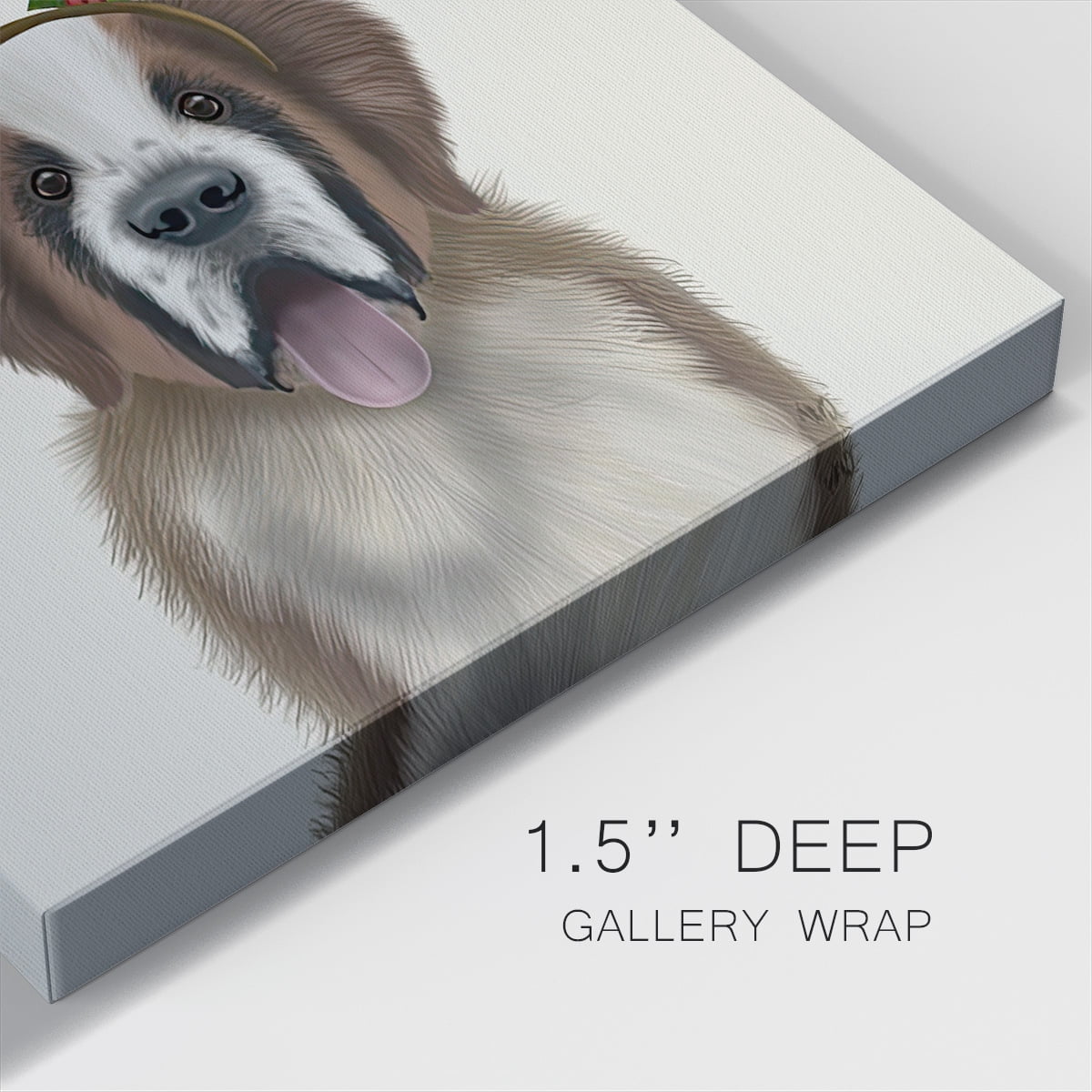St Bernard Christmas Antlers- Gallery Wrapped Canvas