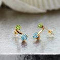 thumbnail image 3 of Gem Stone King 1.24 Ct Round Blue Zircon Green Peridot 14K Yellow Gold Earrings, 3 of 4