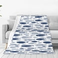 thumbnail image 1 of Fotbe Blue Fish Manta de Franela Acolchonada con Estampado, Súper Suave y Esponjosa, Extra Grande para Sofá, Cama, Uso Todo el Año-40"x30", 1 of 7