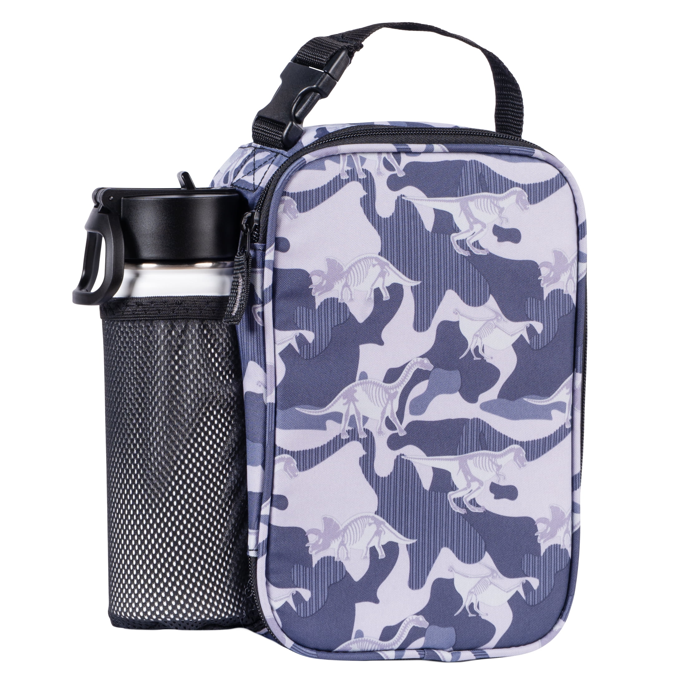 Your Zone Unisex Gray Dinosaur Camo Insulated Polyester Reusable Lunch Bag