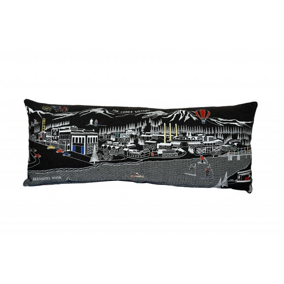 35" Black Bend Nighttime Skyline Lumbar Decorative Pillow