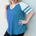 thumbnail image 5 of Vergoodr Plus-Size Tops for Women Summer V Neck T Shirts Color Block Raglan Tees, 5 of 5