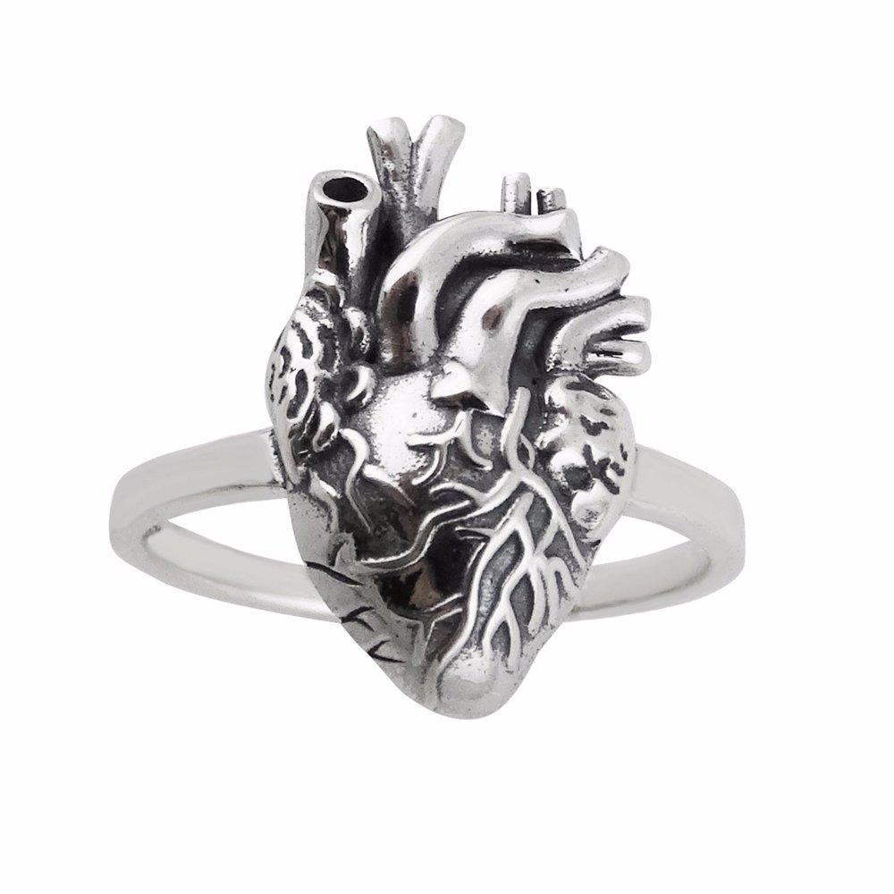 Fashionjunkie4Life Anatomical Heart Ring 925 Sterling Silver