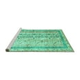 thumbnail image 2 of Ahgly Company Machine Washable Indoor Rectangle Abstract Turquoise Blue Contemporary Area Rugs, 2' x 5', 2 of 4