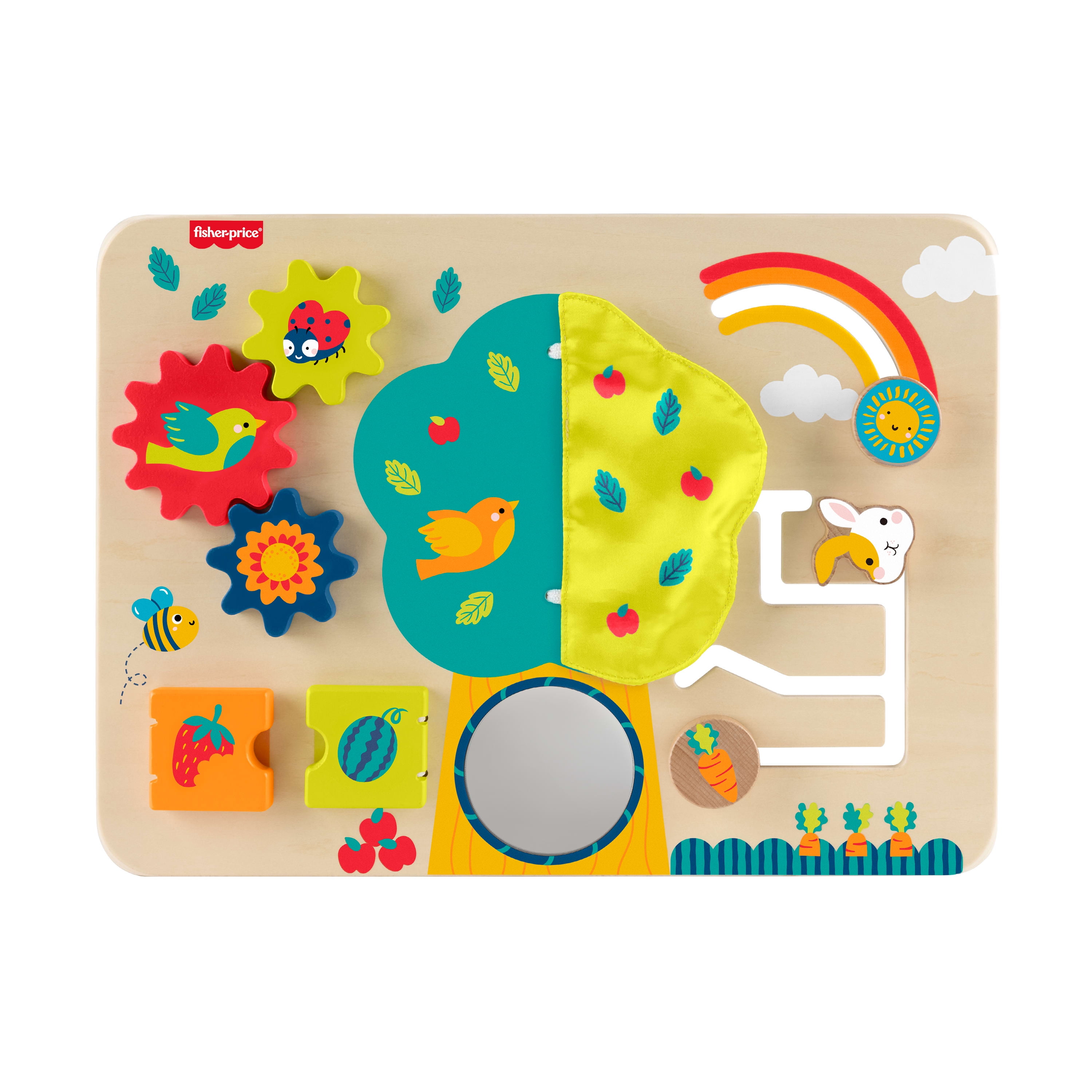 Fisher-Price Wooden Activity Station Baby Busy Board Toy for Developmental Play, 1 Wood Piece, FISHER PRICE WOOD ACTVITY STATION