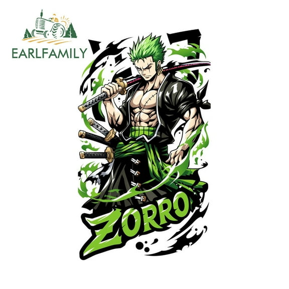 EARLFAMILY 5.1 in Zoro Car Stickers Fashionable Waterproof JDM Decals Suitable for Motorcycle Skateboard Luggage Racing Accessories