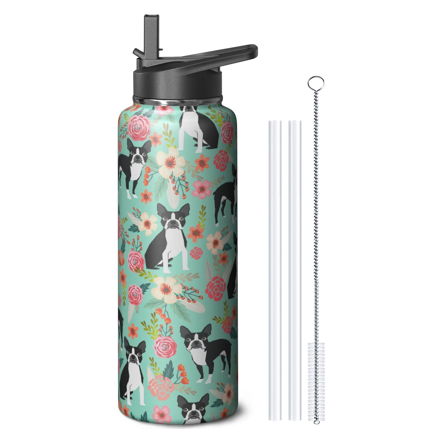 Dog Pattern Insulated Water Bottle - 18/8 Stainless Steel with Paw Print Design, 360° Leakproof Seal & Copper Layer for 27hr Temperature Retention