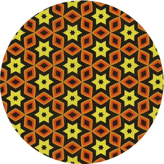 Ahgly Company Machine Washable Indoor Round Transitional Caramel Brown Area Rugs, 6' Round