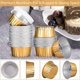 thumbnail image 1 of Tazas de Postre Con Tapas, Paquete de 100 Soportes para Tazas para Hornear de Papel de Aluminio Dorado, 1 of 10