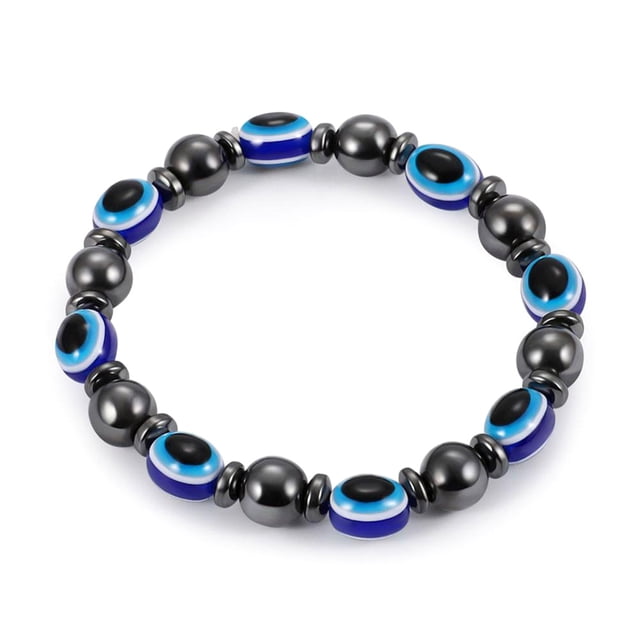 pulsera de hematita para terapia magnética para hombres y mujeres, brazalete para perder peso, joyería en negro y azul
