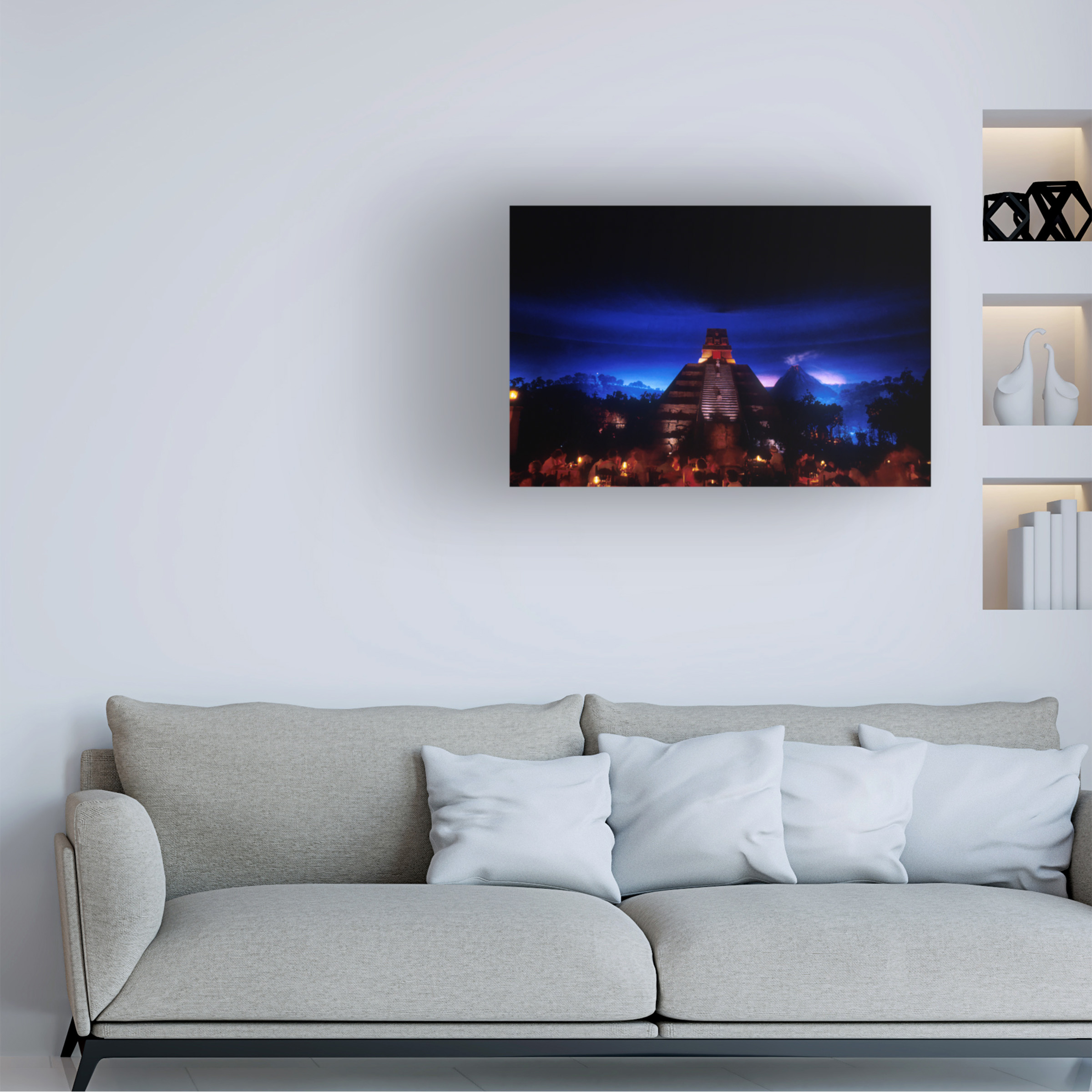 Trademark Fine Art 'Night Epcot Mayan Pyramid 2' Canvas Art by Robert K Jones