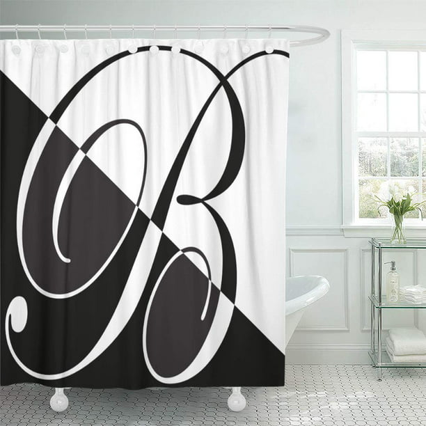 Cynlon Initial Elegant Script Letter B, Monogram Shower Curtain