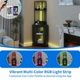 thumbnail image 4 of DEXTRUS Corner Bar Cabinet Modern 5 Tier, 1 Door, LED Light, Power Outlets, Glass Holder, 62 in, 4 of 9