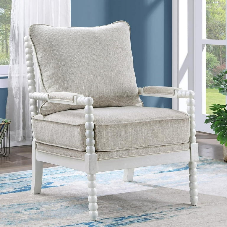 Duhome Linen Fabric Spindle Accent Chair Set With Wood Frame Spool