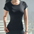 thumbnail image 2 of Short Sleeve Workout Tops for Women Stretchy Slim Fit Running Sports Shirts Dry Fit Mesh Yoga Gym Top, 2 of 8