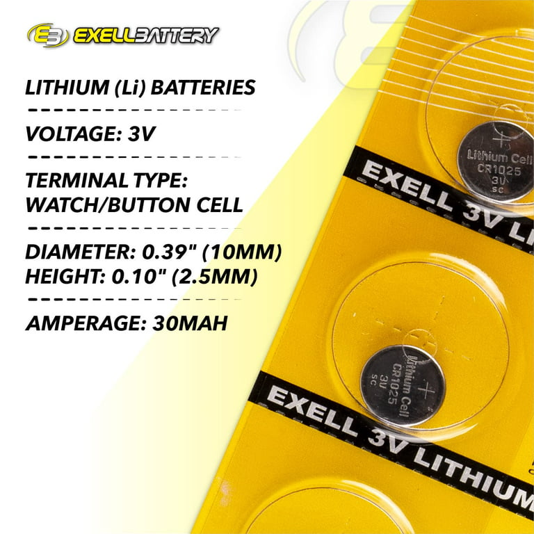 5x 5pk 3V Coin Cell Battery BR1025, KL1025, L1025, ECR1025, KCR1025,  E-CR1025 