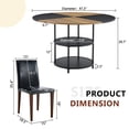 thumbnail image 4 of Table And Chair Set.A 47.3-Inch Diameter Modern Spliced Color Circular Dining Table - Double-Layer Storage. 6 Black Pu Dining Chairs, Simple And Versatile, Comfortable And Accompanied. 92768, 4 of 16
