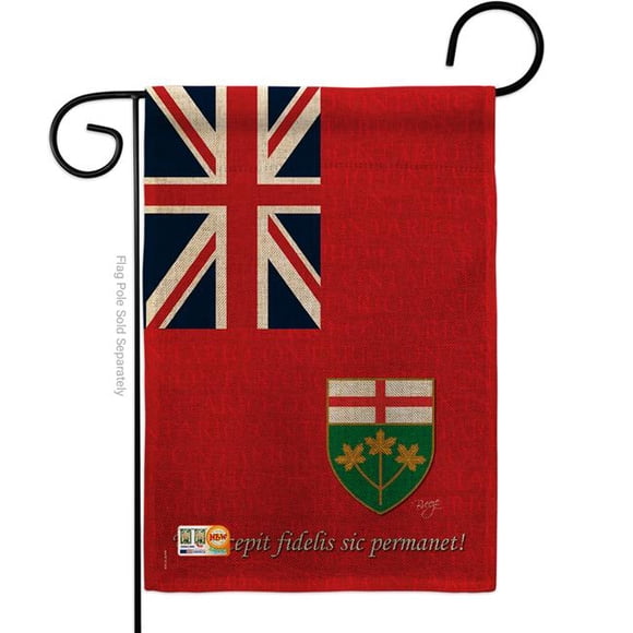 Breeze Decor BD-CP-G-108185-IP-DB-D-US13-BD 13 x 18.5 in. Ontario Burlap Flags of the World Canada Provinces Impressions Decorative Vertical Double Sided Garden Flag