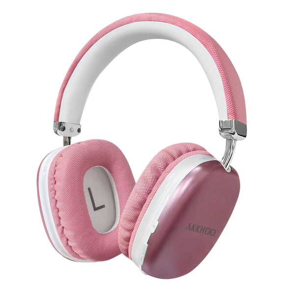 AKKHOO Active Noise Cancelling Over-Ear Headphones, Bluetooth 5.3 with 35dB Noise Reduction, 35H Playtime, Hi-Fi Deep Bass, Foldable Comfortable Headset with Mic for Travel Work Study Gaming (Pink)