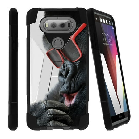 Cure Gorilla - LG V20 SHOCK FUSION Heavy Duty Dual Layer Shock Impact Resistant Case with Built In Kickstand and Exclusive Designs - Gorilla with Sunglasses