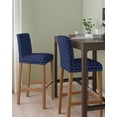 thumbnail image 2 of Navy Blue Bar Stool Covers Set of 4, Geometric Leaf Diamond Plaid Abstract Check Stretch Washable Bar Chair Covers with Backs, Removable Pub Counter Height Chair Cover for Kitchen Dining Room Cafe, 2 of 7