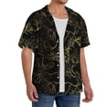 thumbnail image 4 of Honeii 's Gold Gloss Outline Floral for men's short-sleeved button-up collared shirt featuring a pocket, perfect for beach vacations, and travel adventures., 4 of 5