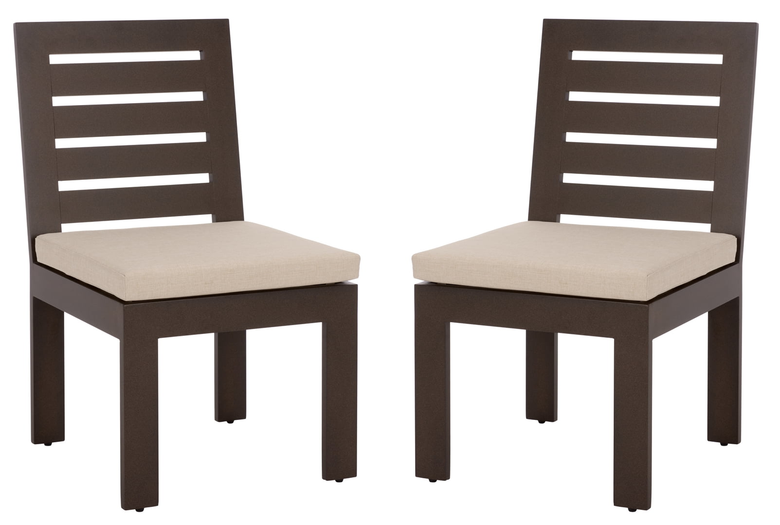 Safavieh Fash Metal Outdoor Dining Side Chair - Set of 2, Brown/Taupe