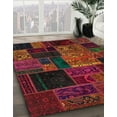 thumbnail image 3 of Ahgly Company Machine Washable Indoor Round Abstract Sangria Brown Area Rugs, 7' Round, 3 of 7