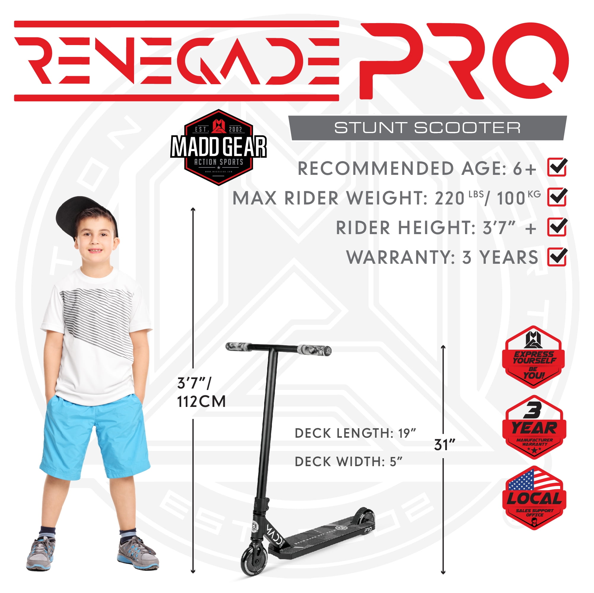 Madd Gear Renegade Pro Stunt Scooter 19.5