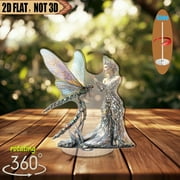 1pc 2d flat Rotating acrylic centerpiece featuring radiant fairy queen with crystal crown and dragonfly for enchanting celebrations or mystical occasions
