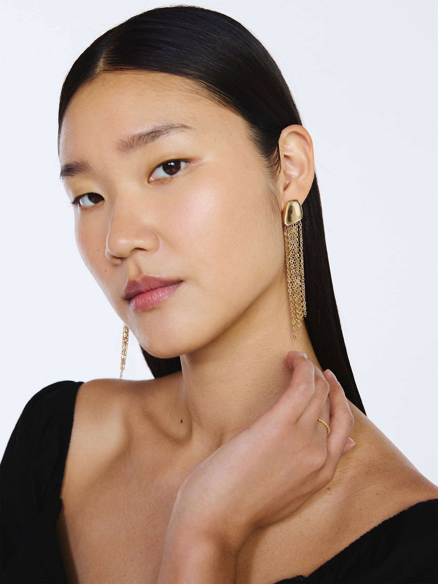 Scoop Women's Gold Tone Chain Tassel Drop Earrings