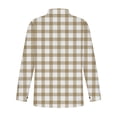 thumbnail image 5 of Blmnix Womens Button Down Shirts Beige Peasant Plaid Women Long Sleeve Tops V-Neck Long Sleeve Shirts, 5 of 5