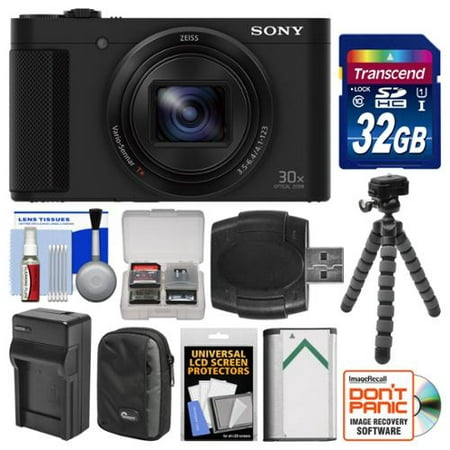 Sony Cyber-Shot DSC-HX80 Wi-Fi Digital Camera with 32GB Card + Case + Battery & Charger + Flex Tripod +
