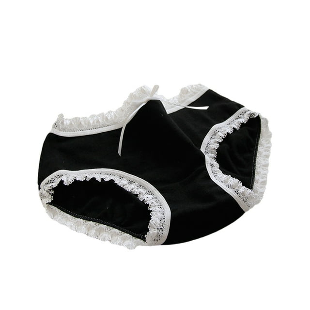 Guardurnaity Bragas de algodón Ropa interior transpirable Respetuoso con la piel Cómodo Calzoncillos lindos Bowknot Calzoncillos íntimos Ropa interior Negro L