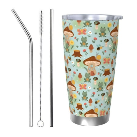 

Vsdgher Mushroom House Insect Frog 20 Oz Stainless Steel Vacuum Insulated Travel Mug Coffee Cup for Home Office Outdoor Works Great for Ice Drinks and Hot Beverage -Straw Three-piece Set