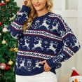 thumbnail image 1 of EGNMCR Chandail Col Rond pour Femmes, Chandail Col Rond Imprimé de Noël Récréatif Tricoté Manches Longues, 1 of 9