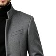 thumbnail image 4 of Men's Pea Coat Slim Fits Winter Trench Overcoat,Stand Collar Button Front Outerwear with Pocket,Dress Jacket For Business Office Casual Warm Wear,Gray,M, 4 of 5